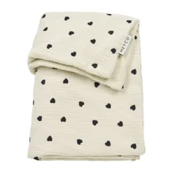 Meyco Deken Borduur Pre-Washed - Sweet Heart - Soft Sand - 100 x 150 cm