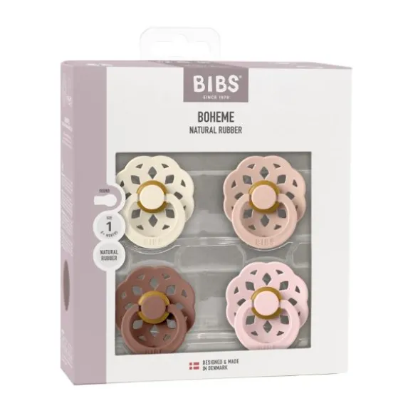 Bibs Boheme Fopspeen - 4 Pack - Size 1 - Ivory/Blush/Woodchuck/Blossom