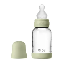 BIBS Fles - Slow Flow - 120 ml - Silicone/Glas - Baby Blue