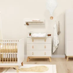 Bopita Babykamer Lines - Dune / Naturel - 2-delig - Bed 70 x 140 cm + Commode