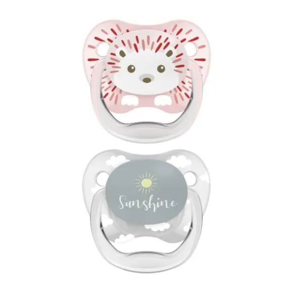 Dr. Brown's Animal Faces Fopspeen Fase 1 Roze / Grijs