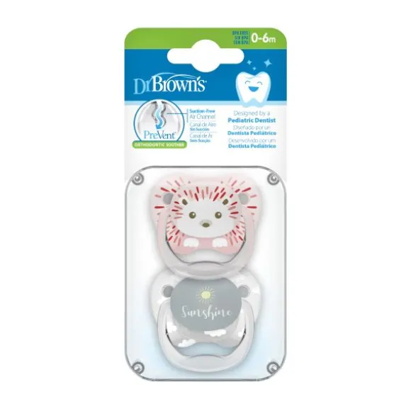 Dr. Brown's Animal Faces Fopspeen Fase 1 Roze / Grijs