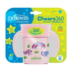Dr. Brown’s Cheers 360 Drinkbeker - 200 ml - Roze met Print