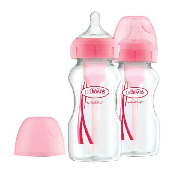 Dr. Brown's Options+ Anti-colic Brede Halsfles Duopack Roze 270 ml