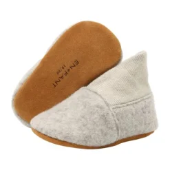 En Fant Wool Slippers Rib - Sand Melange - Maat 17/18