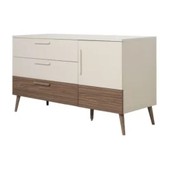 Europe Baby Sev Babykamer Oatmeal/Walnoot | Ledikant 60x120 + Commode