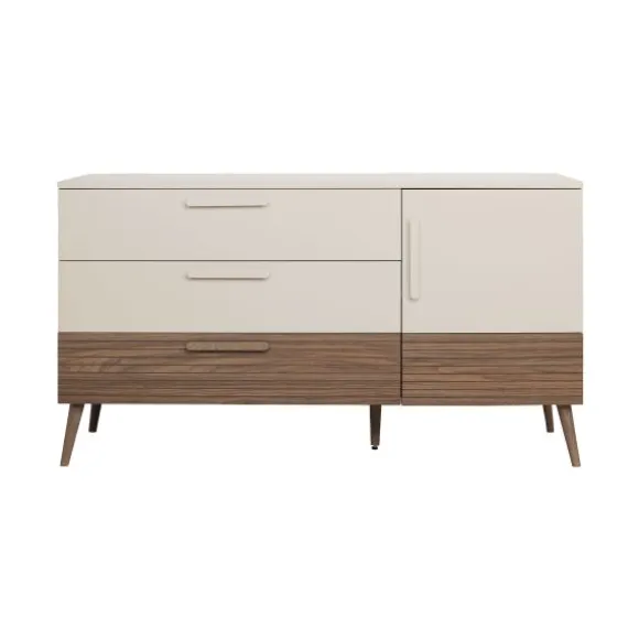 Europe Baby Sev Babykamer Oatmeal/Walnoot | Ledikant 60x120 + Commode