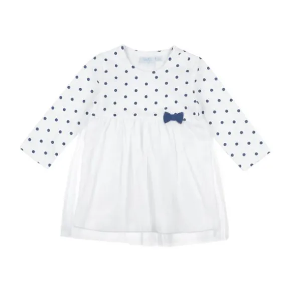 Feetje Classic Stip/Tule Jurkje Wit Mt. 68