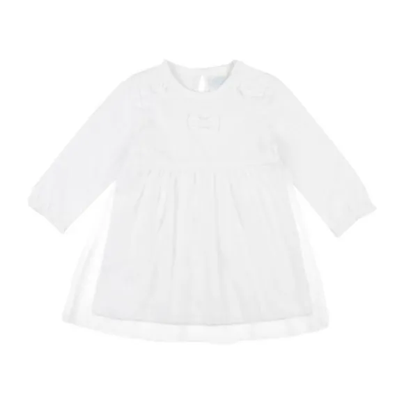 Feetje Classic Stip/Tule Jurkje Wit Mt. 68