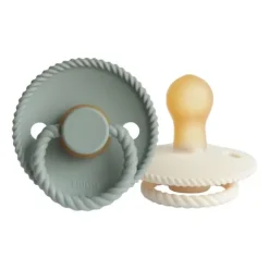 FRIGG Rope Fopspeen Cream / Sage 0-6 Mnd 2 Stuks