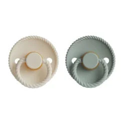 FRIGG Rope Fopspeen Cream / Sage 0-6 Mnd 2 Stuks