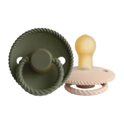 FRIGG Rope Fopspeen Croissant / Olive 6-18 Mnd 2 Stuks