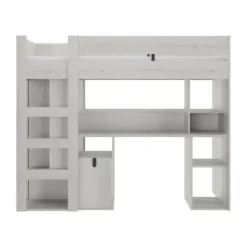 Gautier Lugano Hoog Bed - 90x200 cm - Gebleekte Helvezia Eik