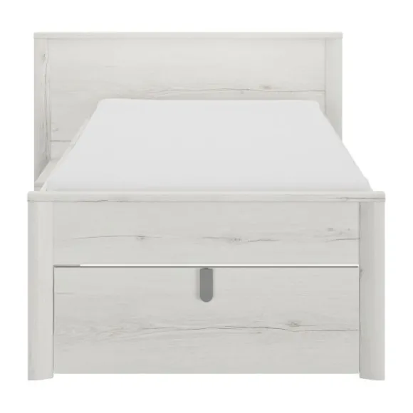 Gautier Lugano Laag Compact Bed - 90x200 cm - Gebleekte Helvezia Eiken
