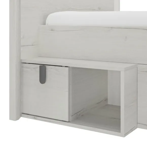 Gautier Lugano Laag Compact Bed - 90x200 cm - Gebleekte Helvezia Eiken