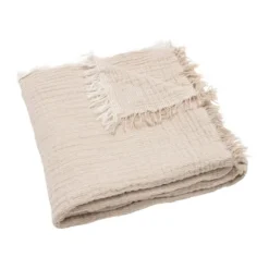 Jollein Deken Ledikant - 120 x 120 cm - Fringe Stripe Sea Green/Ivory GOTS
