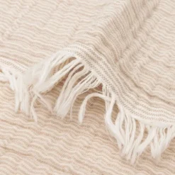 Jollein Deken Ledikant - 120 x 120 cm - Fringe Stripe Sea Green/Ivory GOTS