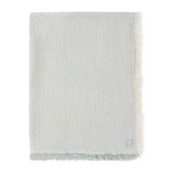 Jollein Deken Ledikant - 120 x 120 cm - Fringe Stripe Sea Green/Ivory GOTS