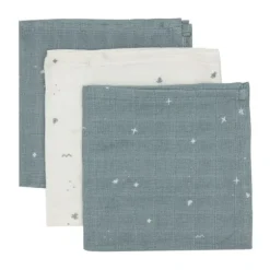 Jollein Twinkling Monddoekje - 3 Pack - 31 x 31 cm - Hydrofiel - Sea Green