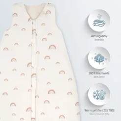 Julius Zöllner Organic Slaapzak – Roze – Birdy – Maat 70