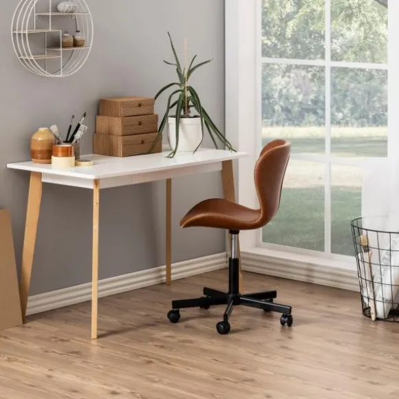 Kidsmill Bent Bureaustoel Leather Look Retro Brandy
