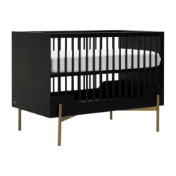 Kidsmill Boutique Babykamer Zwart / Brass | Bed 60 x 120 cm + Commode + Kast 2-Deurs