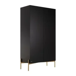 Kidsmill Boutique Babykamer Zwart / Brass | Bed 60 x 120 cm + Commode + Kast 2-Deurs