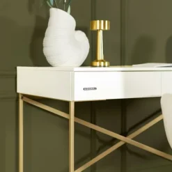 Kidsmill Intense II Kinderkamer Wit / Patinated Brass | Bedbank 90 x 200 cm + Bureau