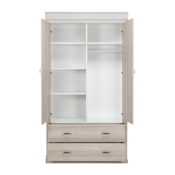 Kidsmill Newport Babykamer Incl. RVS Grepen - Oatmeal / Eiken | Ledikant 60 x 120 cm + Commode + Kast