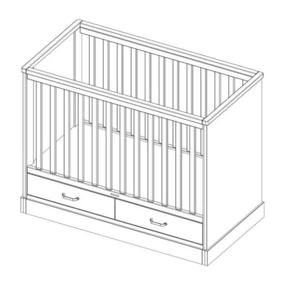 Kidsmill Newport Babykamer Wit / Eiken | Bed 60 x 120 cm + Commode