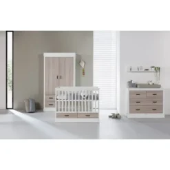 Kidsmill Newport Babykamer Wit / Eiken | Bed 60 x 120 cm + Commode