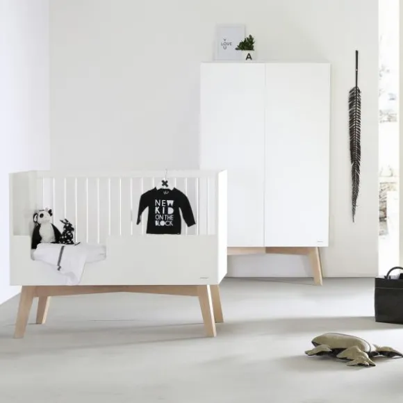 Kidsmill Sixties Babybed Wit Mat / Naturel 60 x 120 cm
