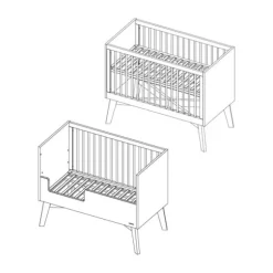 Kidsmill Sixties Babybed Wit Mat / Naturel 60 x 120 cm