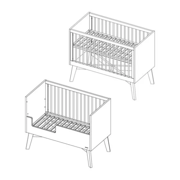 Kidsmill Sixties Babybed Wit Mat / Naturel 60 x 120 cm
