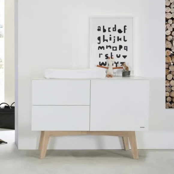 Kidsmill Sixties Babybed Wit Mat / Naturel 60 x 120 cm