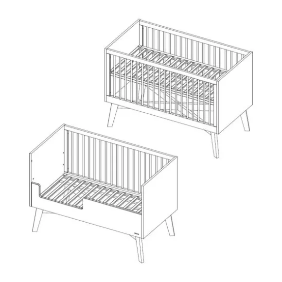 Kidsmill Sixties Babybed Wit Mat / Naturel 60 x 120 cm