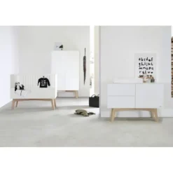 Kidsmill Sixties Babybed Wit Mat / Naturel 60 x 120 cm