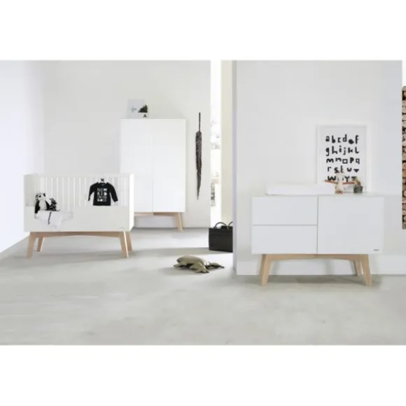 Kidsmill Sixties Babybed Wit Mat / Naturel 60 x 120 cm