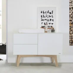 Kidsmill Sixties Babybed Wit Mat / Naturel 60 x 120 cm