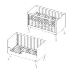 Kidsmill Sixties Babybed Wit Mat / Naturel 60 x 120 cm