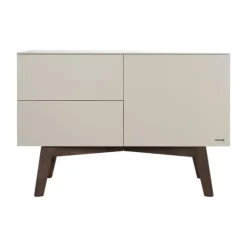 Kidsmill Sixties Babykamer Oatmeal / Walnoot | Commode + Kast 2-Deurs