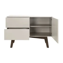 Kidsmill Sixties Babykamer Oatmeal / Walnoot | Commode + Kast 2-Deurs