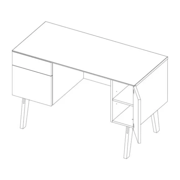 Kidsmill Sixties Bureau Wit Mat / Walnoot