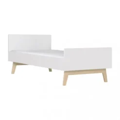 Kidsmill Sixties Kinderkamer Wit Mat / Naturel | Bed 90 x 200 + Bureau + Kast 2-Deurs