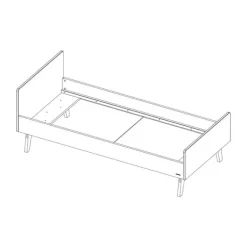 Kidsmill Sixties Kinderkamer Wit Mat / Walnoot | Bed 90 x 200 cm + Kast 2-Deurs