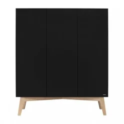 Kidsmill Sixties Kledingkast 3-deurs Zwart Mat / Naturel