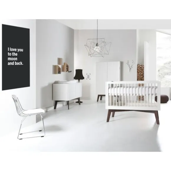 Kidsmill Sixties Kledingkast 2-Deurs Wit Mat / Walnoot