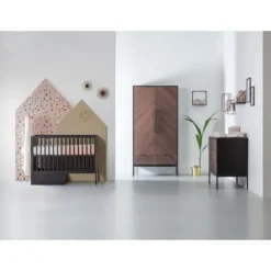 Kidsmill Vince Babybed Black / Oak 70 x 140 cm
