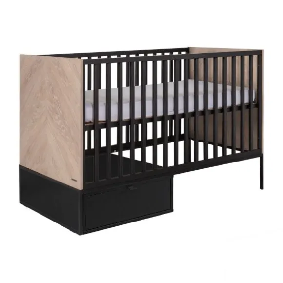 Kidsmill Vince Babykamer Black / Walnut | Bed 60 x 120 cm + Commode Breed