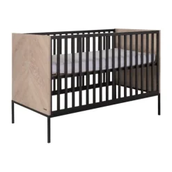 Kidsmill Vince Babykamer Black / Oak | Bed 60 x 120 cm + Commode Breed